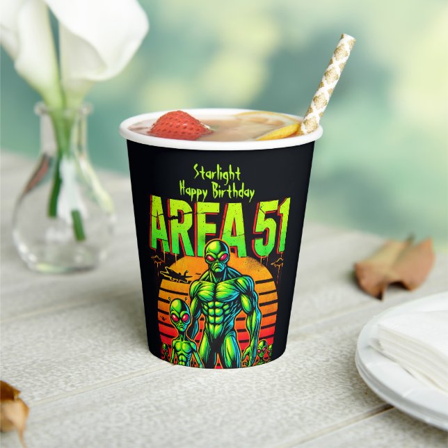 Glowing UFOs Loom Over Area 51 Paper Cups (Insitu)