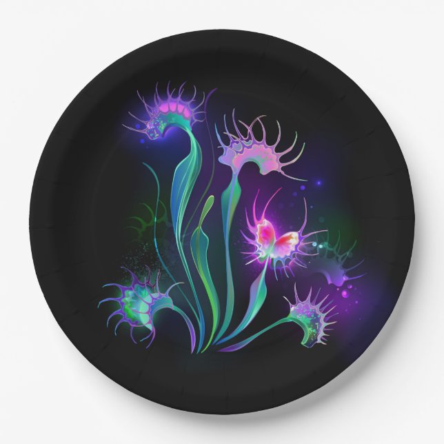 Glowing Venus Flytrap Paper Plate (Front)