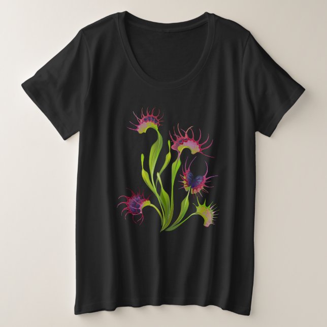 Glowing Venus Flytrap Plus Size T-Shirt (Design Front)
