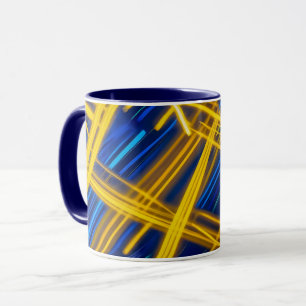Glowing Vivid Neon Cyan Yellow Cyberpunk Tech Mug