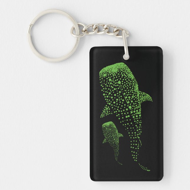 Glowing Whale Shark Particle Art Key Ring (Front)