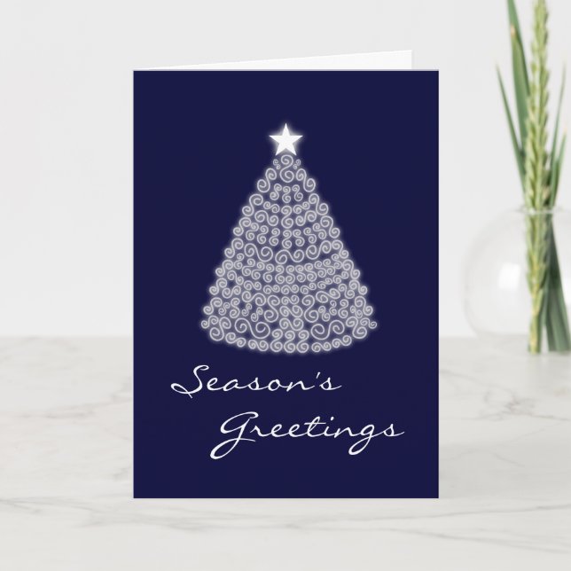 Glowing White Tree Christmas Card (Front)