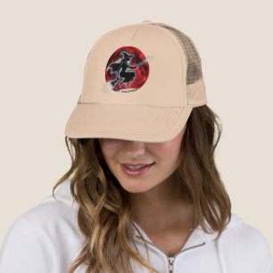 Glowing Witch & Red Moon Halloween Trucker Hat