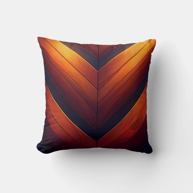 Glowing Wooden Chevron Cushion (Front)