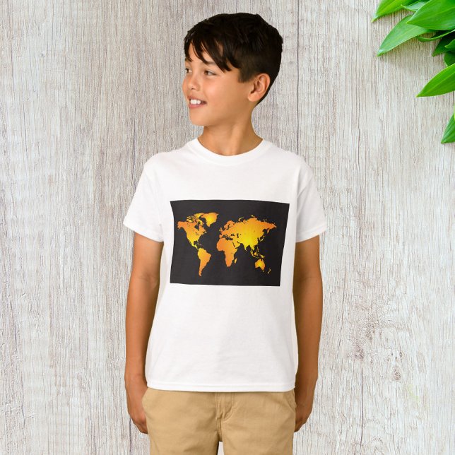 Glowing World Map in Orange and Yellow T-Shirt (Creator Uploaded)