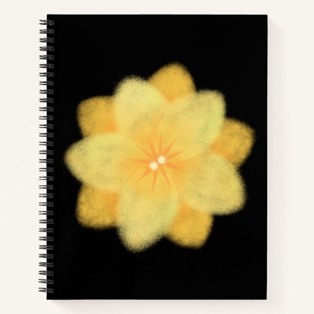 Glowing Yellow Floral Spiral Notebook – Elegant  (Front)