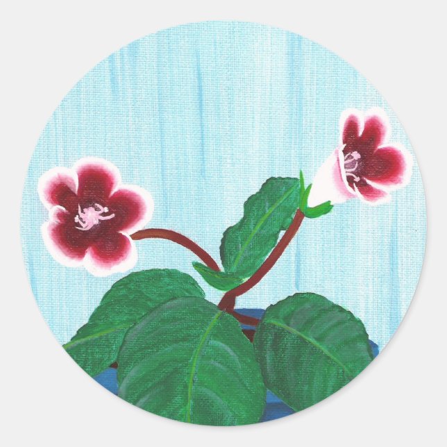 Gloxinia African Violet Flower Stickers (Front)