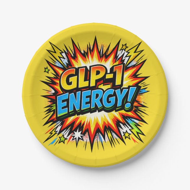 GLP-1 Energy Comic Pop Art   Paper Plate (Front)
