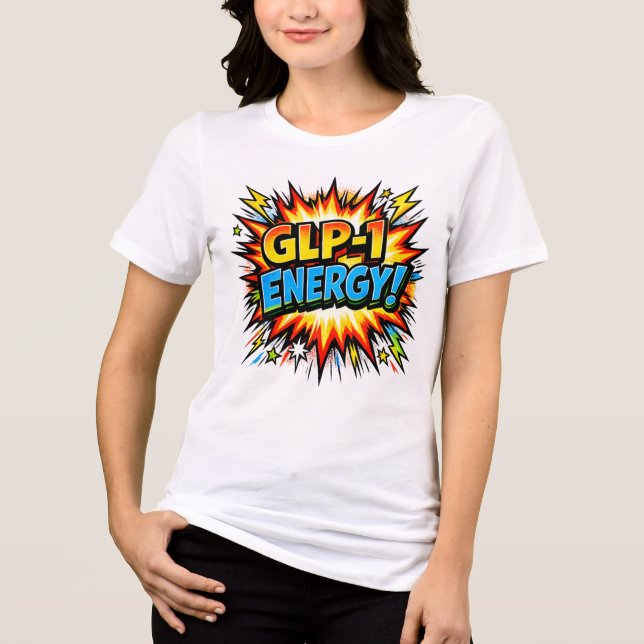 GLP-1 Energy Comic Pop Art   Tri-Blend Shirt (Front)