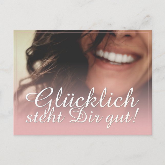 Glücklich steht Dir gut! - Rosé Holiday Postcard (Front)