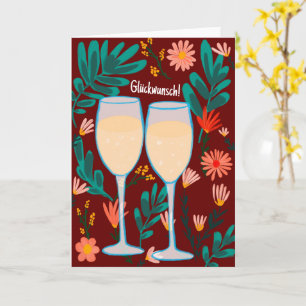 Glückwunsch Sekt Champagner Blumen Prost Hochzeit Card