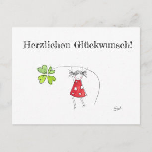 Glückwünsche, Glück, Kleeblatt, Grußkarte, Herz Postcard