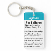 Gluten Allergy Alert Keychain Celiac Safe Reminder
