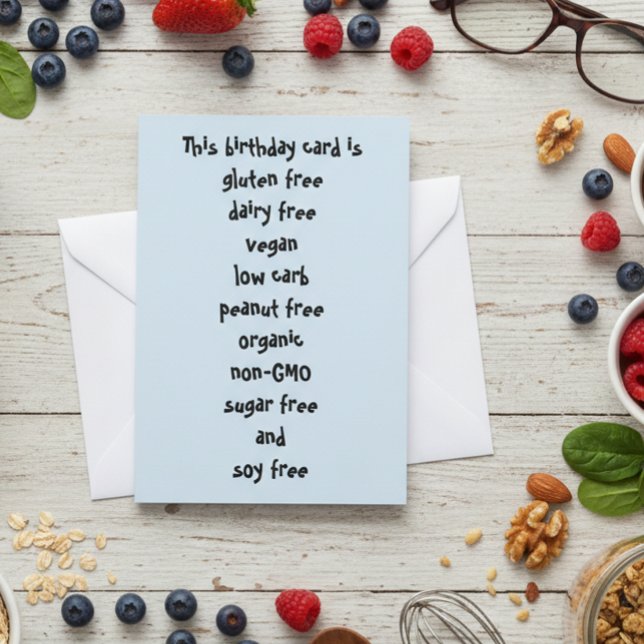 Gluten Dairy Sugar Soy Carb Free Funny Birthday Card (Creator Uploaded)