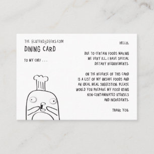 Gluten Dodger's Dining Card