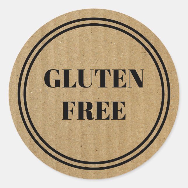 Gluten Free Allergy Safe Kraft Paper Simple Classi Classic Round Sticker (Front)