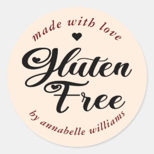 Gluten Free Bakery Typography Classic Round Sticke Classic Round Sticker