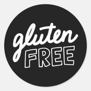 Gluten Free Black & White Typography  Classic Round Sticker