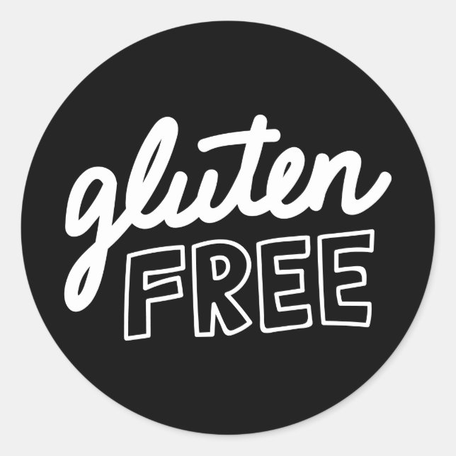 Gluten Free Black & White Typography  Classic Round Sticker (Front)