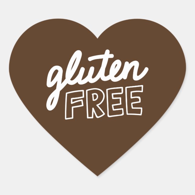 Gluten Free Br And White Typography  Heart Sticker (Front)