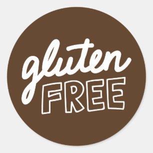 Gluten Free Brown And White Typography  Classic Round Sticker