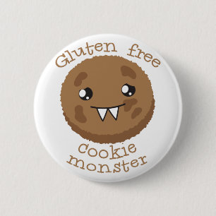 Gluten free cookie monster 6 cm round badge