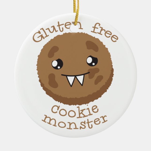 Gluten free cookie monster ceramic tree decoration (Front)