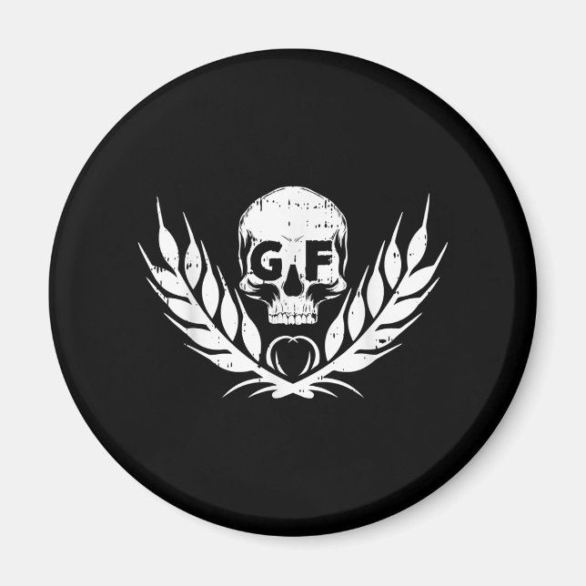 Gluten Free Cool Skull Warrior Gift Magnet (Front)