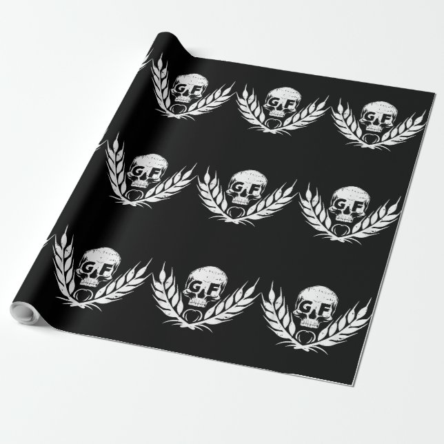 Gluten Free Cool Skull Warrior Gift Wrapping Paper (Unrolled)