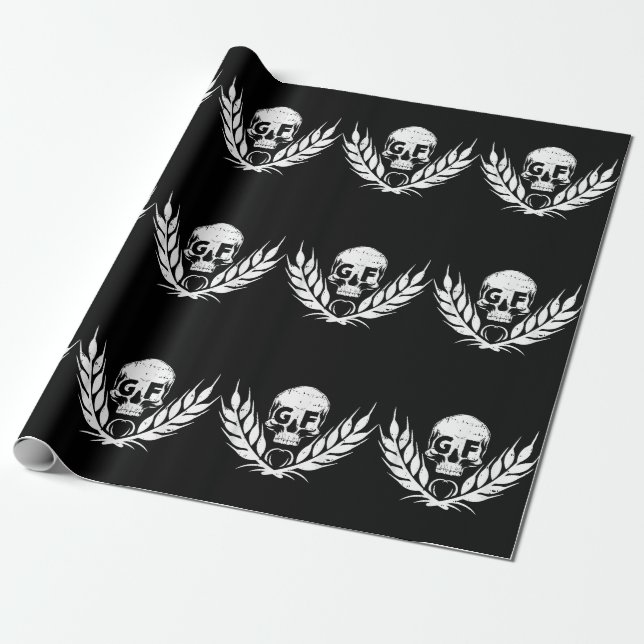 Gluten Free Cool Skull Warrior Gift Wrapping Paper (Unrolled)