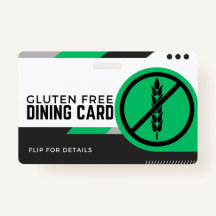 Gluten Free Dining Restaurant Safety Card