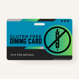 Gluten Free Dining Restaurant Safety Card ID Badge