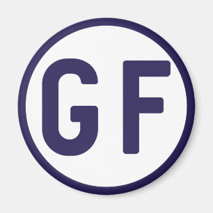 Gluten Free GF Circle Navy Blue and White Magnet