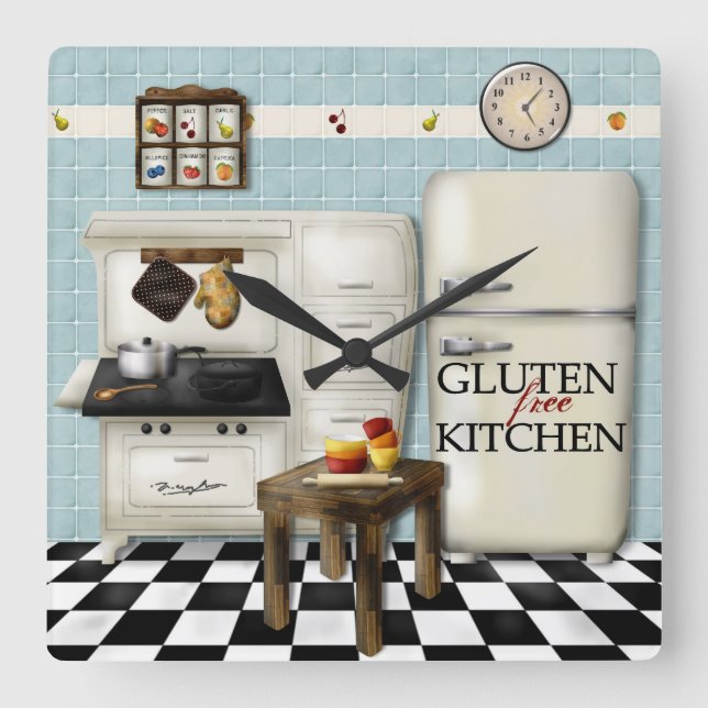 Gluten Free Kitchen Clock - Teal (Front)