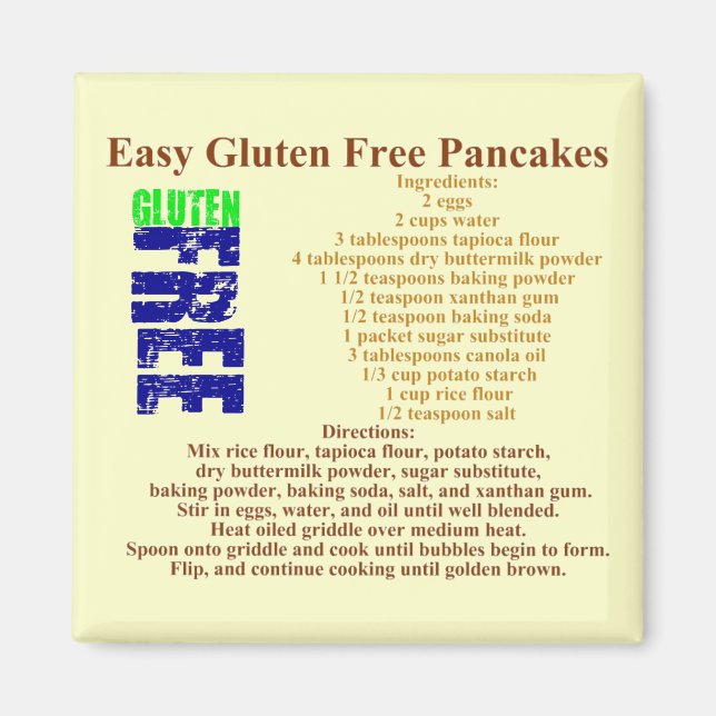 Gluten Free Pancake Recipe Magnet (Front)
