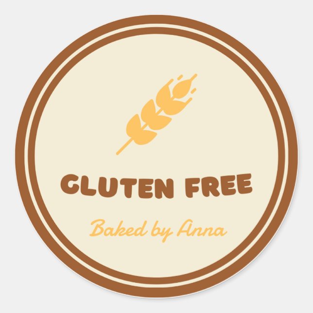 Gluten Free Simple Personalised  Classic Round Sticker (Front)