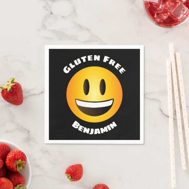 Gluten Free Smiling Emoji Napkin (Insitu)