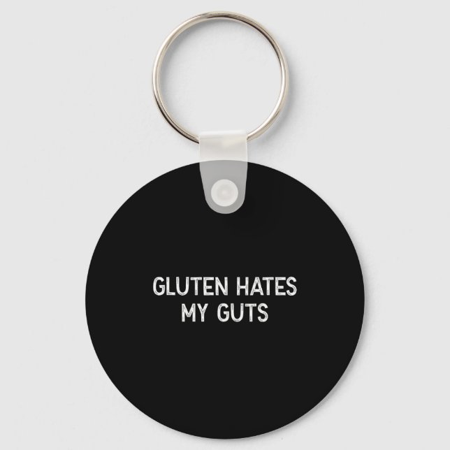 Gluten Intolerance Gluten Hates My Guts Funny Glut Key Ring (Front)