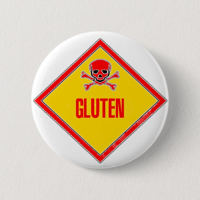 Gluten Poison Warning 6 Cm Round Badge (Front)