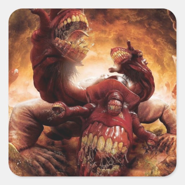 Gluttony in Inferno - depiction as Cerberus Square Sticker (Front)