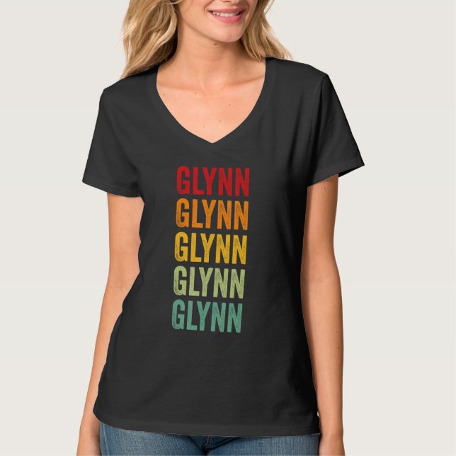 Glynn County Georgia Rainbow Text Design T-Shirt (Front)