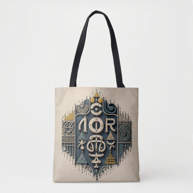 Glyphic Nexus Tote Bag (Front)