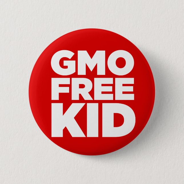 GMO FREE KID (RED) 6 CM ROUND BADGE (Front)
