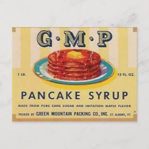 gmp pancake syrup label post card