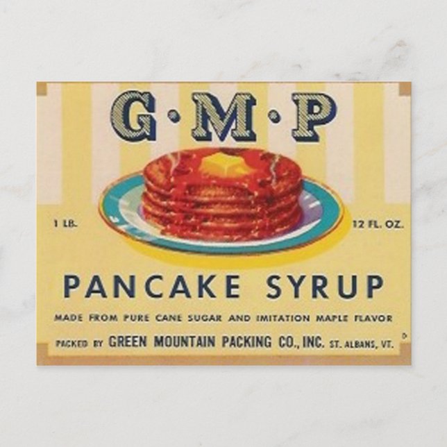 gmp pancake syrup label post card (Front)