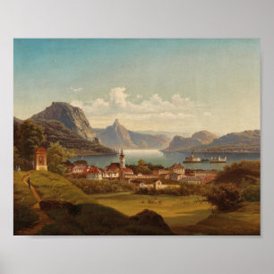 Gmunden mit Schloss Ort Johann Wilhelm Jankowsky Poster