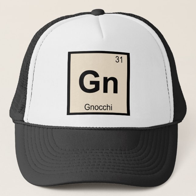 Gn - Gnocchi Chemistry Periodic Table Symbol Trucker Hat (Front)