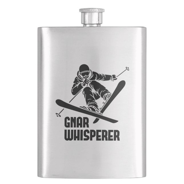 Gnar Whisperer Skiing Hip Flask (Front)
