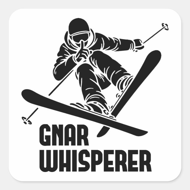 Gnar Whisperer Skiing Square Sticker (Front)