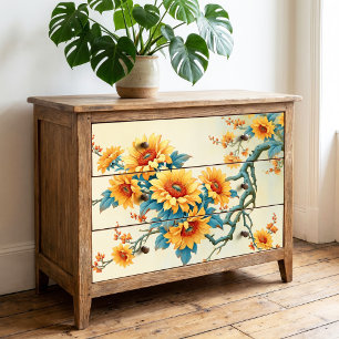 Gnarled Branch Sunflower Botanical Decoupage Tissue Paper